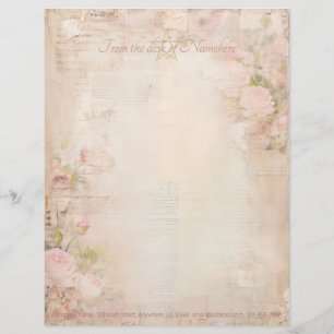 En-tête De Lettre Créez Votre Propre Éphémère de Roses Roses Pâles d