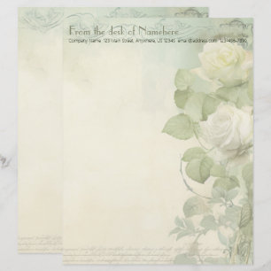 En-tête De Lettre Créez Votre Propre Papeterie de Roses Blanches Env