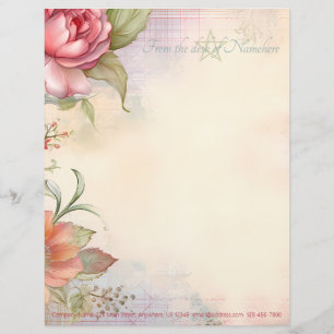 En-tête De Lettre Créez Votre Propre Rose Rose Peinte Floral Mystiqu