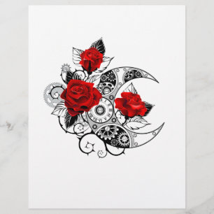 En-tête De Lettre Croissant Mécanique avec Roses Rouges