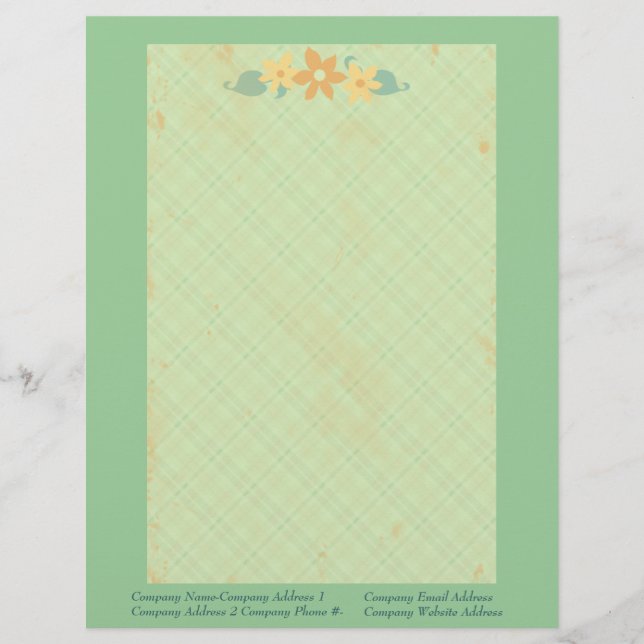 En-tête De Lettre Cru floral fait sur commande (Devant)