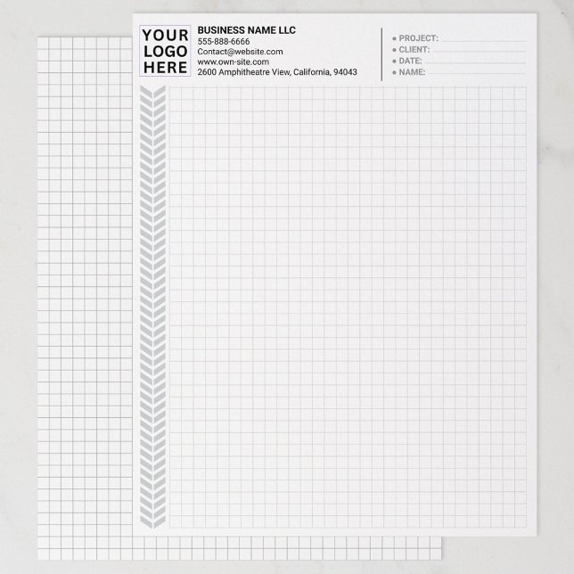 En-tête De Lettre Custom Company Name & Logo | Graph Paper Sheets  (company logo on grid paper, bulk custom graph papers)