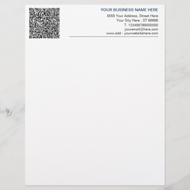 En-tête De Lettre Custom QR Code Name Address Information Letterhead (Devant)