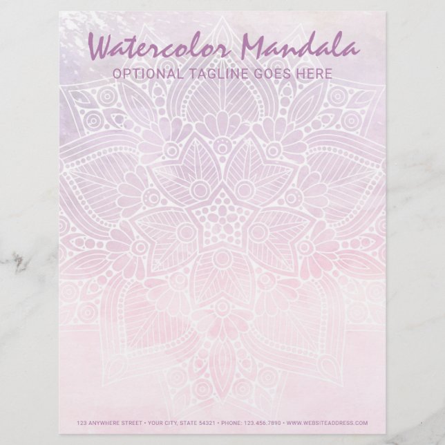 En-tête De Lettre Customisable Aquarelle Mandala Guérison Holistique & Spirituel (Devant)