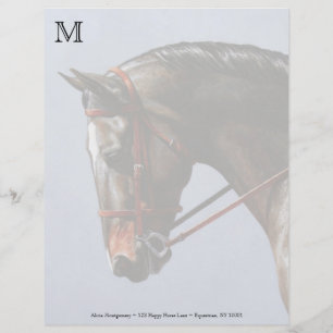 En-tête De Lettre Customisable Brown Bay Oldenburg Horse Portrait