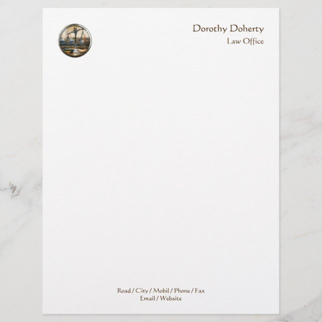 En-tête De Lettre Customisable Échelles de justice OFFICE DU DROIT Letterhead (Devant)