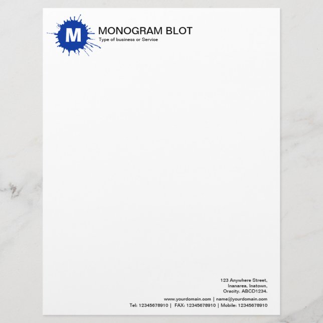 En-tête De Lettre Customisable Fente Monogramme - Marine (Devant)