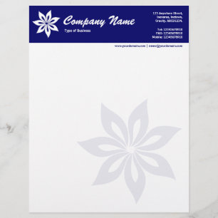 En-tête De Lettre Customisable Fleur - Bleu foncé