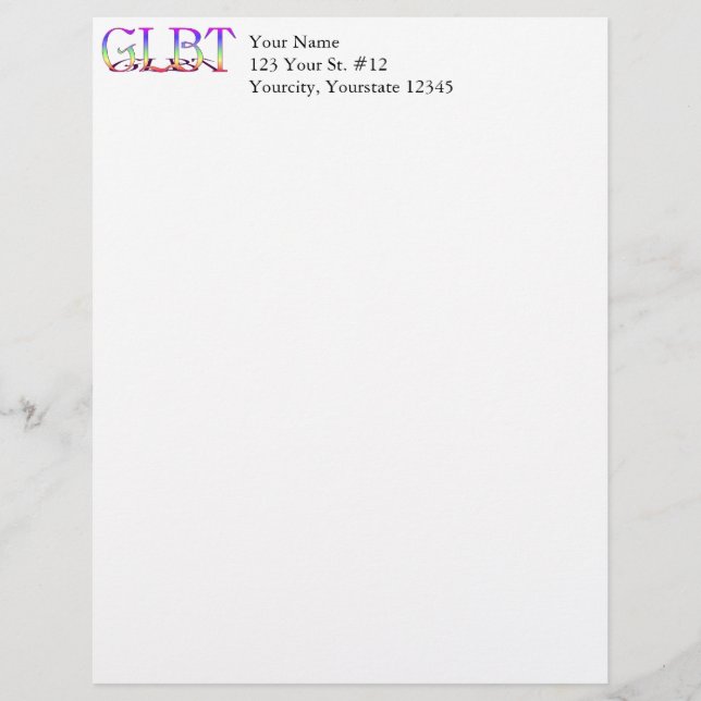 En-tête De Lettre Customisable GLBT Support Rainbow Text (Devant)
