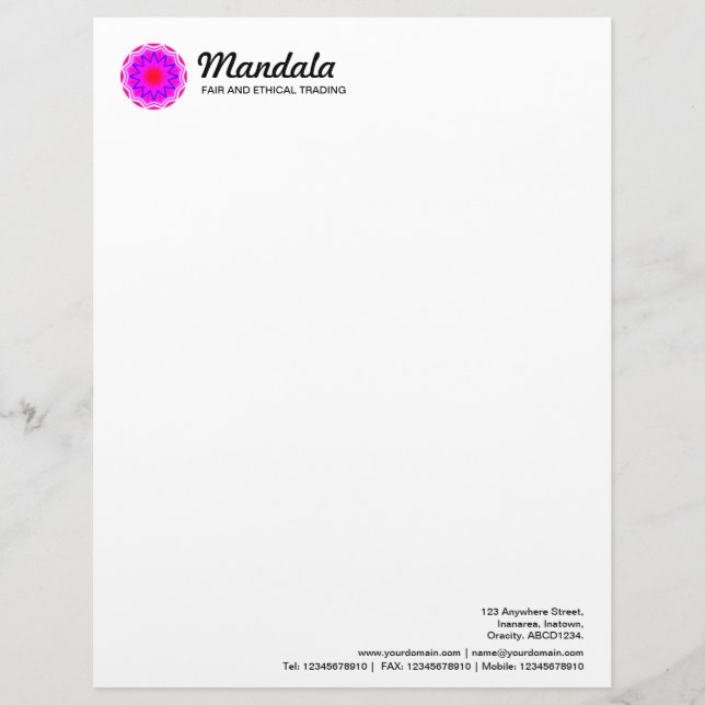 En-tête De Lettre Customisable Kaleidoscopic Mandala 026 (Devant)