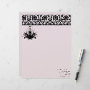 En-tête De Lettre Customisable Mode Diva 3 rose Framboise Monogramme Damas