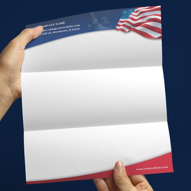 En-tête De Lettre Customisable Modèle de lettre d'affaires avec drapeau américain (Créateur téléchargé)