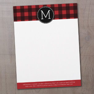 En-tête De Lettre Customisable Monogramme de Motif de buffle rouge et noir rustiq