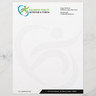 En-tête De Lettre Customisable Nutrition Wellness and Fitness Coach Business