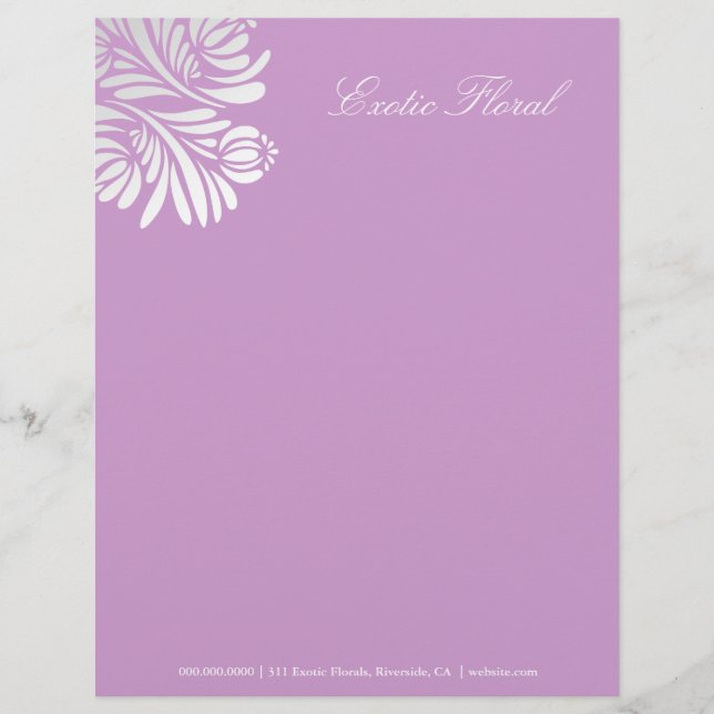 En-tête De Lettre Customisable pourpre floral de 311-Exotic | (Devant)