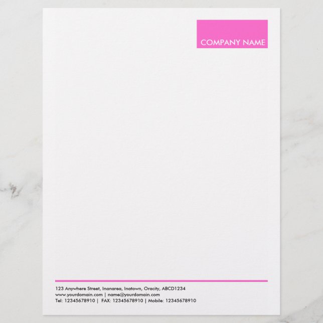 En-tête De Lettre Customisable Rectangle - Rose (Devant)