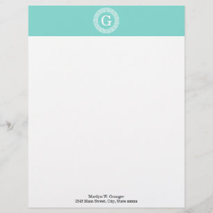 En-tête De Lettre Customisable Robin Oeuf Wht Grille Grecque Cadre Rnd Initial Mo