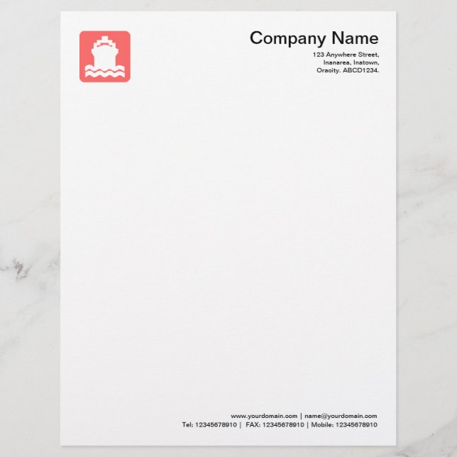 En-tête De Lettre Customisable Symbole du navire - rose tropicale (Devant)