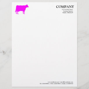En-tête De Lettre Customisable Vache Magenta - Blanche