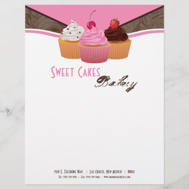 En-tête De Lettre Customisée 8.5x11 Coupe gâteaux boulangerie Sweet Traitements (Devant)