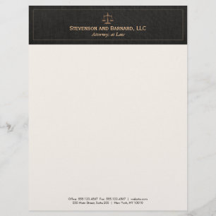 En-tête De Lettre Customisée Avocat Justice Scale Black Linen
