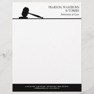 En-tête De Lettre Customisée Avocats de Gavel Noir & Blanc