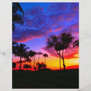 En-tête De Lettre Customisée Blue Red Sunset Exotic Hawaiian Beach Palm Trees