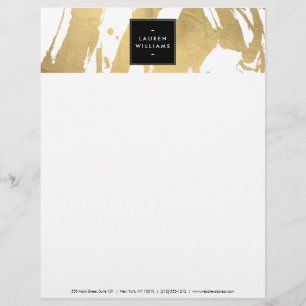 En-tête De Lettre Customisée Brochures Abstraites Faux Gold en blanc