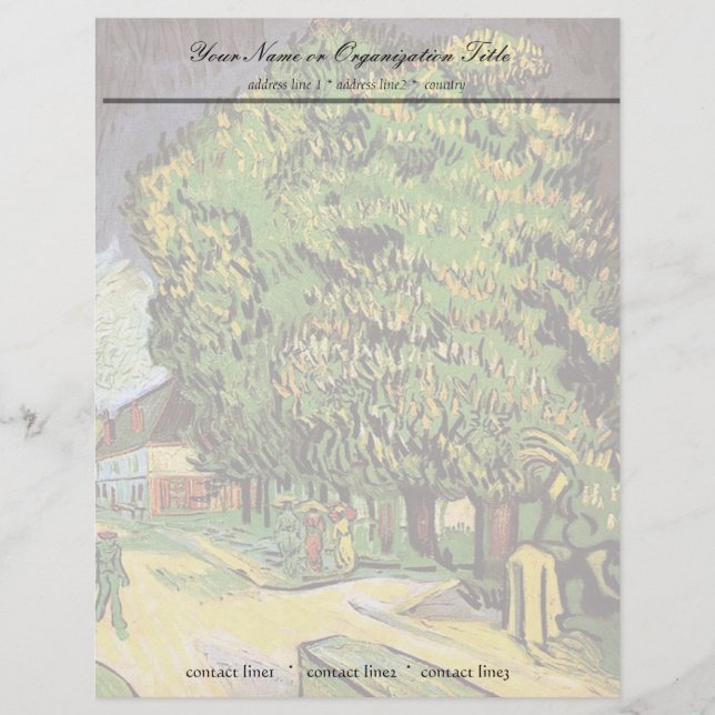 En-tête De Lettre Customisée Châtaigniers en fleurs, Vincent van Gogh. (Devant)