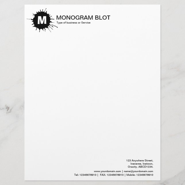 En-tête De Lettre Customisée Fente Monogramme - Noir (Devant)