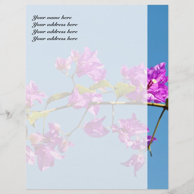 En-tête De Lettre Customisée Fleurs de bougainvillée (Devant)