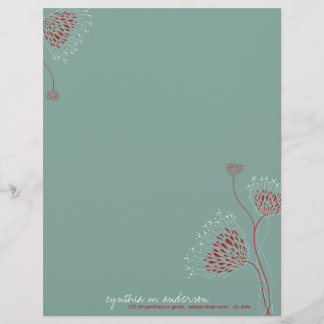 En-tête De Lettre Customisée Fleurs de Chrysanthème Rouge Élégant Chic Floral