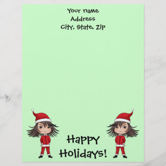 En-tête De Lettre Customisée Joli petit elfe de Noël chibi