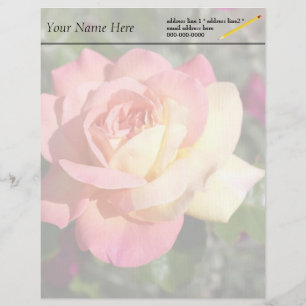 En-tête De Lettre Customisée Jolie fleur rose et jaune, personnalisée