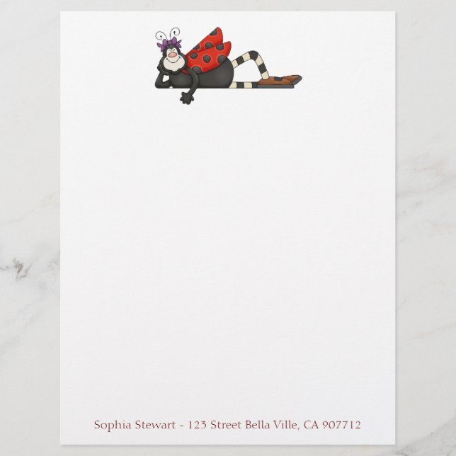 En-tête De Lettre Customisée Madame Bug Letterhead (Devant)