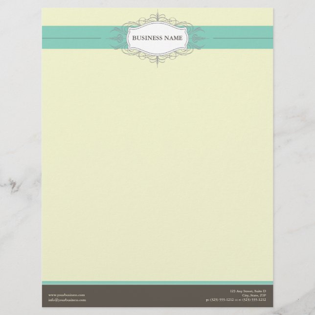 En-tête de lettre Customisée Turquoise Chic Déco (Devant)