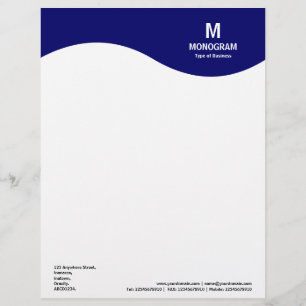 En-tête De Lettre Customisée Vague de monogramme - 000066 bleu-foncé