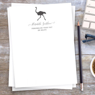 En-tête De Lettre Cute Funny Animal Ostrich Bird Papier à lettres pe