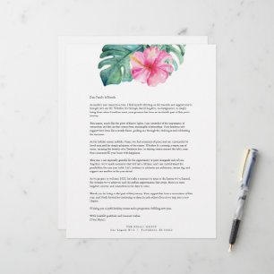 En-tête De Lettre Cute Tropical Floral Modèle