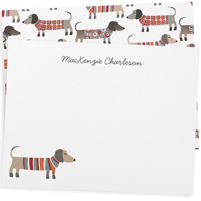 En-tête De Lettre Dachshund Saucisse Chien Papeterie personnalisée (Fun Dachshund Wiener Sausage Dog personalized custom name stationery)