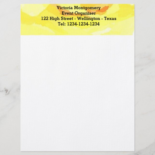 En-tête de lettre d'aquarelle rose jaune (Devant)