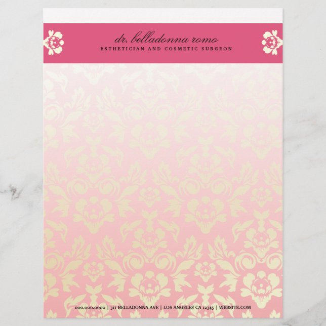 en-tête de lettre de rose de la damassé (Devant)
