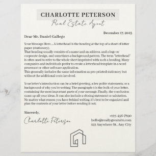 En-tête de lettre de société immobilière noir et b