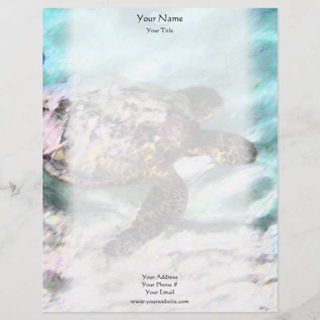 En-tête de lettre de tortue de natation (Devant)