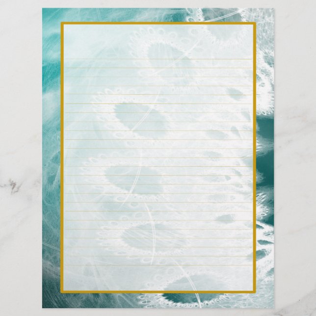 En-tête de lettre - Dentelle blanche sur Turquoise (Devant)