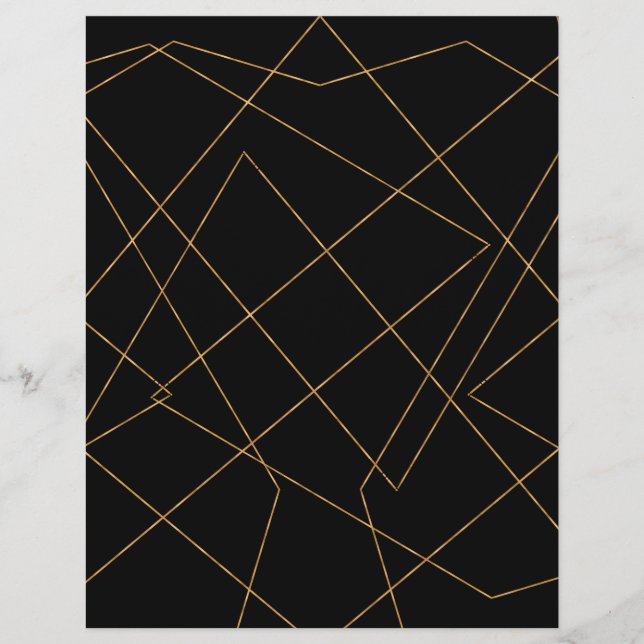 En-tête De Lettre Design géométrique moderne Gold & Black (Devant)