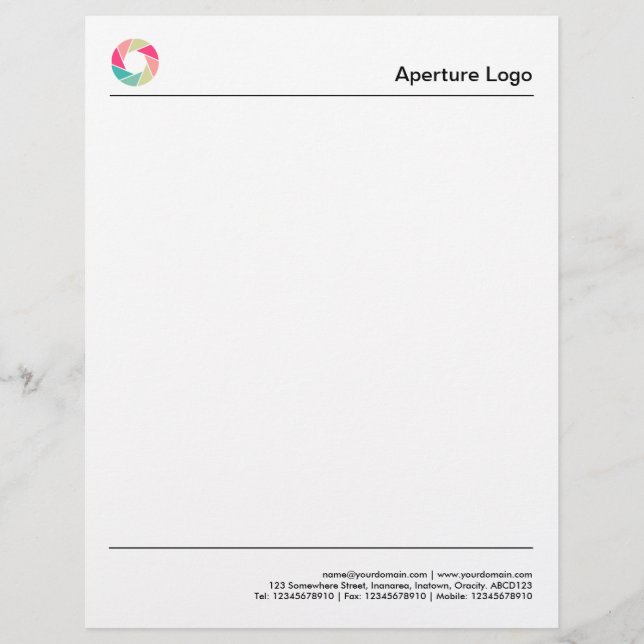 En-tête De Lettre Deux Lignes - Logo Coloré d'Ouverture (Devant)