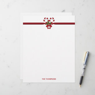 En-tête De Lettre Deux Sucres de canne Festifs Rouge Et Blanc Avec T