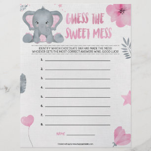 En-tête De Lettre Devinez La Messe Douce [Eléphant Bébé [Rose]