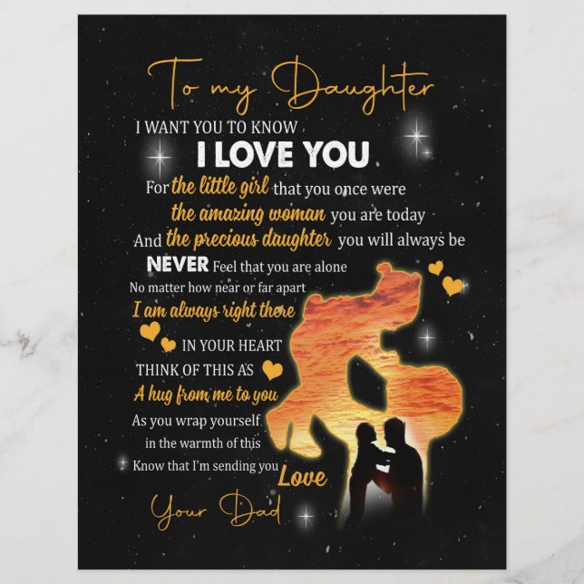 En-tête De Lettre Don de fille |Lettre À Ma Fille Amour De Papa (Devant)